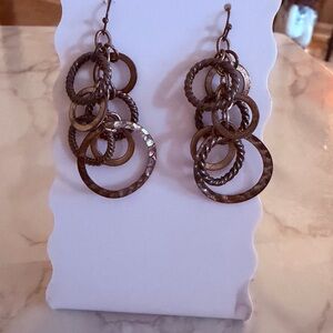 Women's Multi-Ring Dangle Earrings - Bronze Tone
